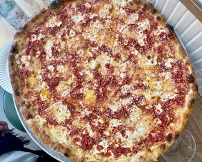 pizza with sauce spiral